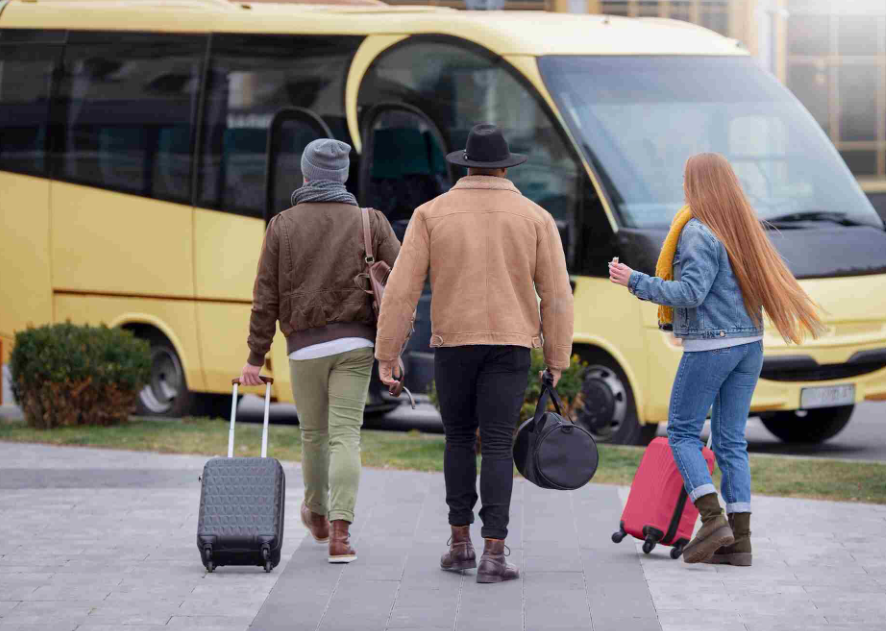 Passengers boarding shuttle