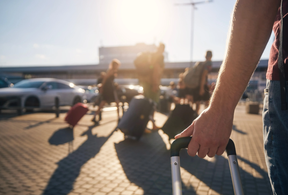 Airport parking with luggage